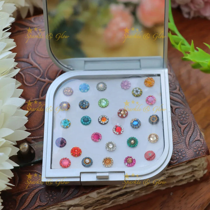 Dazzling Festive Floral Bindi Box Set Online | Sparkle Glow