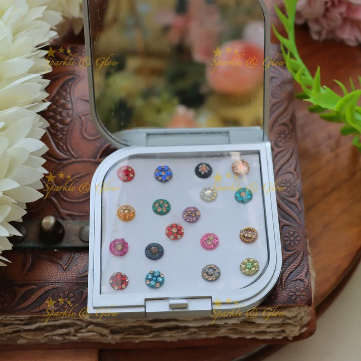 Elegant Bindi Box - Assorted Colors & Glitter Variety