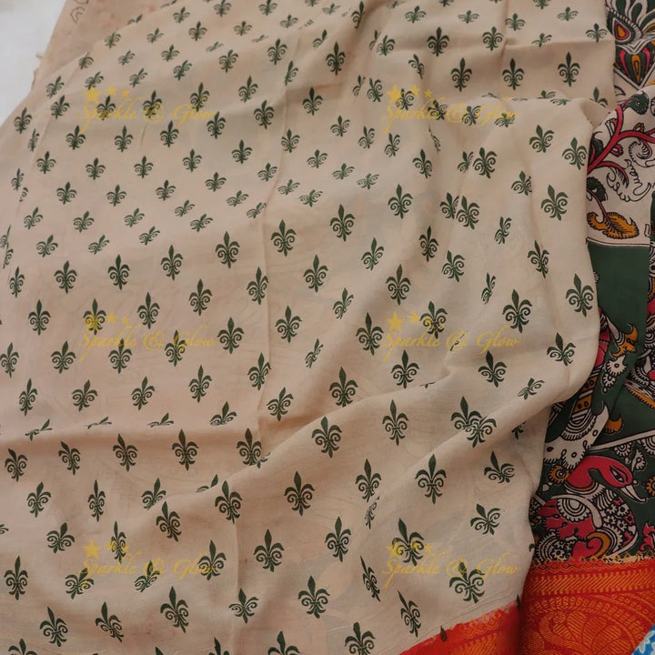 Exquisite Kalamkari Dancing Peacock Saree for Celebrations