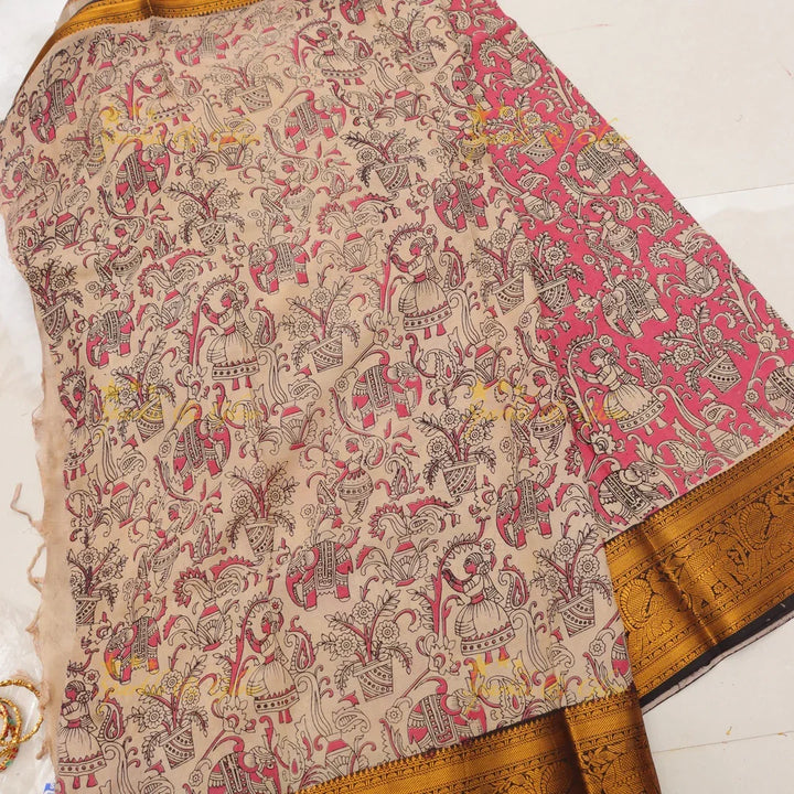 Exquisite Kalamkari Saree & Jewelry Set for Weddings