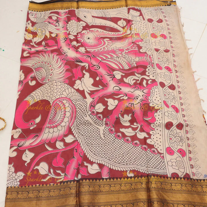 Elegant Radha Krishna Kalamkari Saree for Festive Elegance