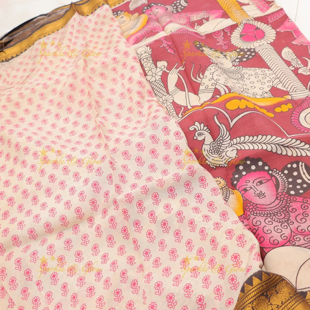 Elegant Radha Krishna Kalamkari Saree for Festive Elegance
