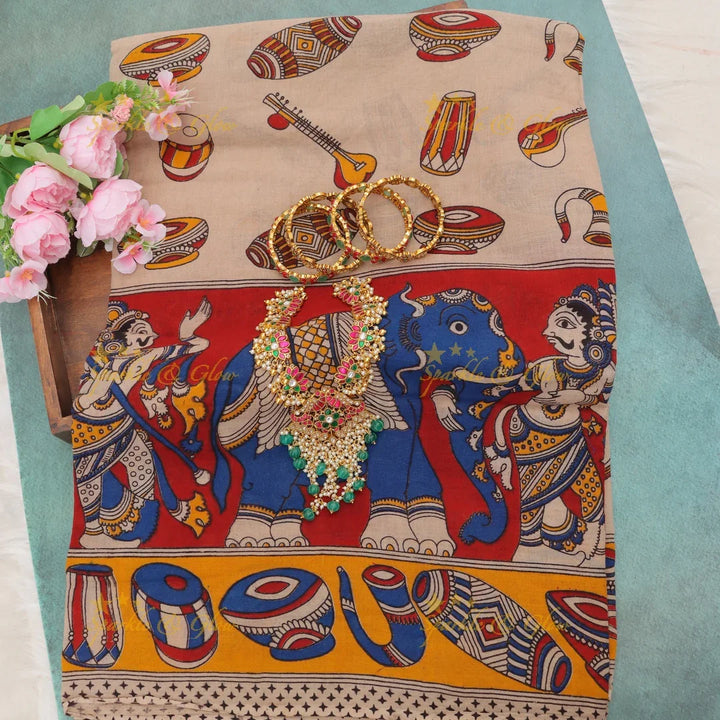 Exquisite Traditional Kalamkari Bridal Saree