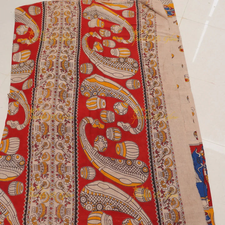 Exquisite Traditional Kalamkari Bridal Saree