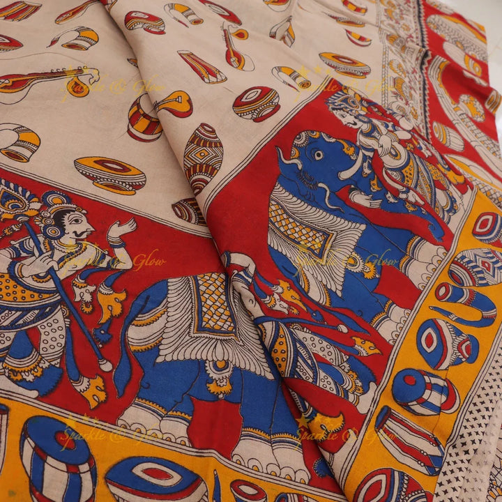 Exquisite Traditional Kalamkari Bridal Saree