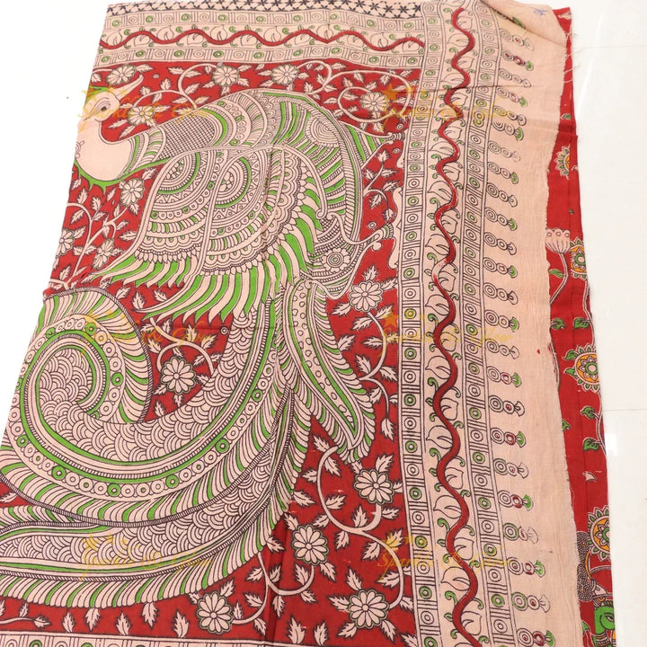 Exquisite Kalamkari Saree with Horse Motif Design