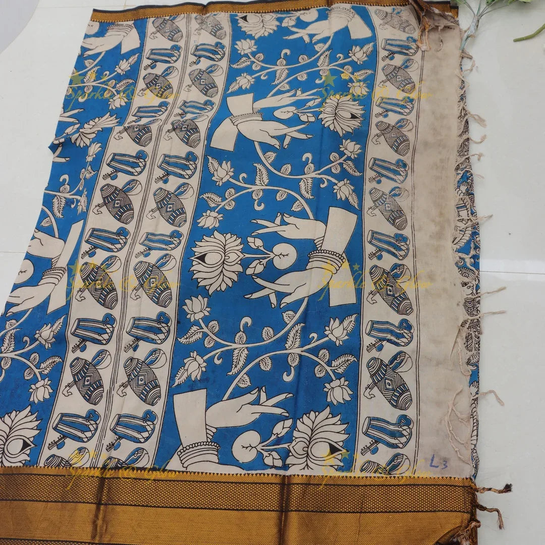 Elegant Kalamkari Saree with Floral Designs