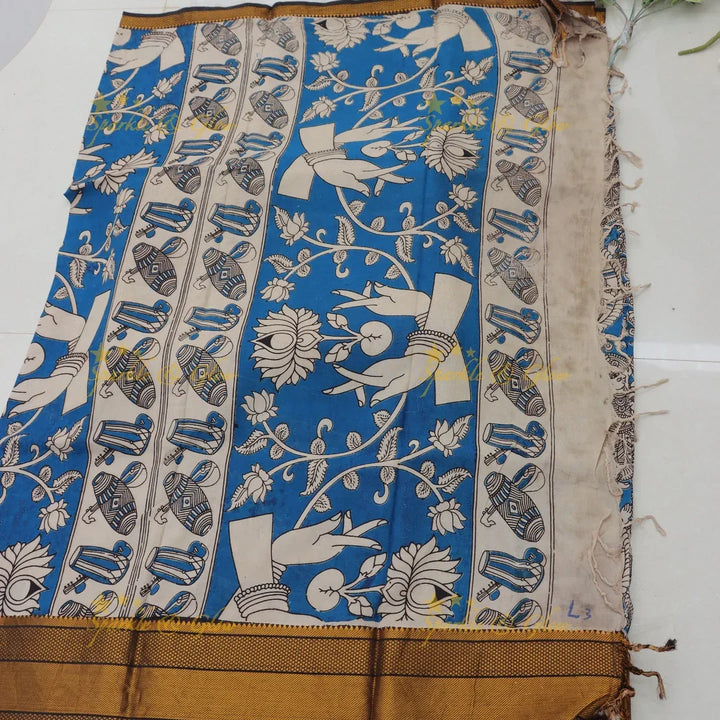 Elegant Kalamkari Saree with Floral Designs