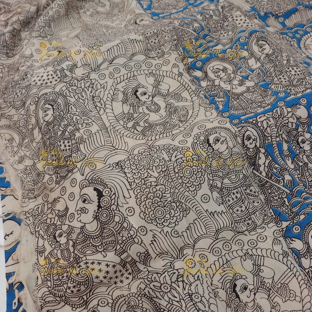 Elegant Kalamkari Saree with Floral Designs