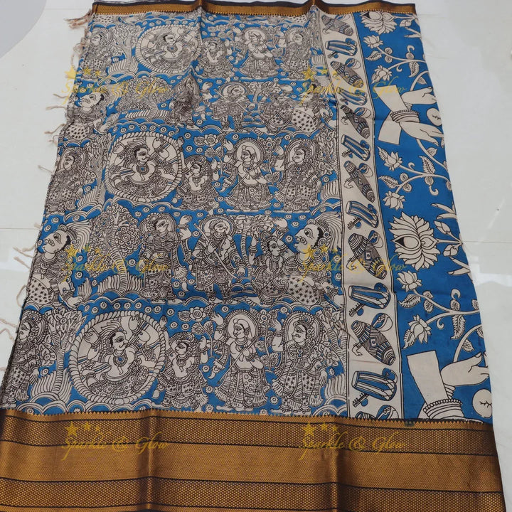 Elegant Kalamkari Saree with Floral Designs