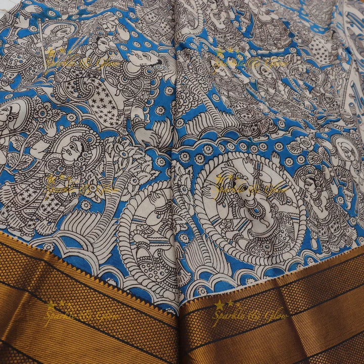 Elegant Kalamkari Saree with Floral Designs