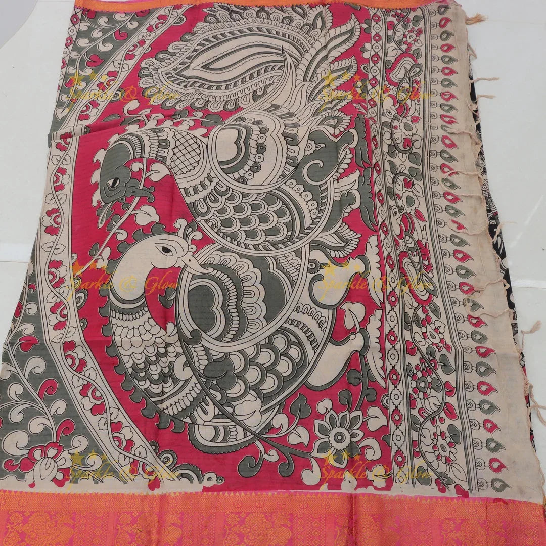Elegant Kalamkari Saree & Blouse Set for Festive Occasions