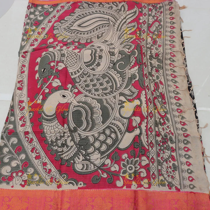 Elegant Kalamkari Saree & Blouse Set for Festive Occasions