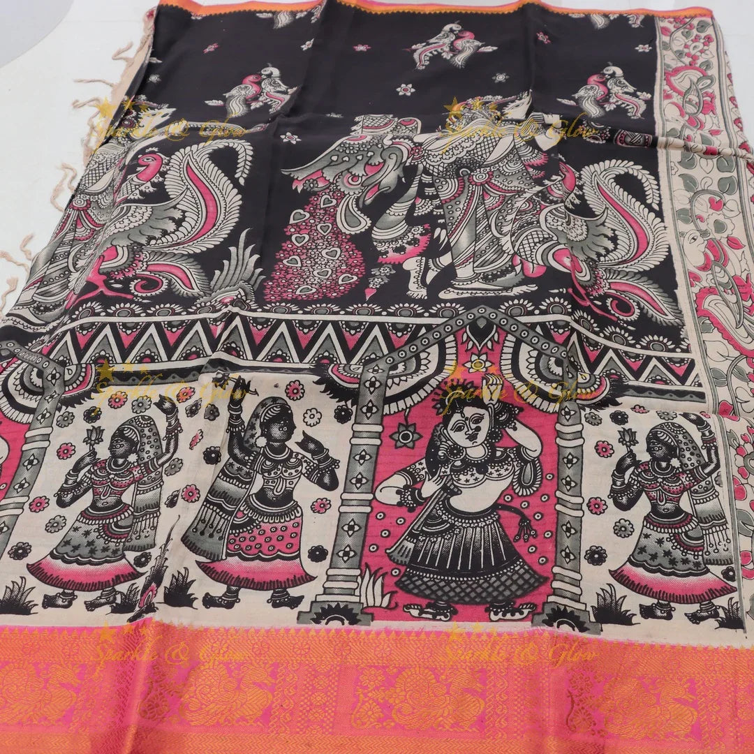 Elegant Kalamkari Saree & Blouse Set for Festive Occasions