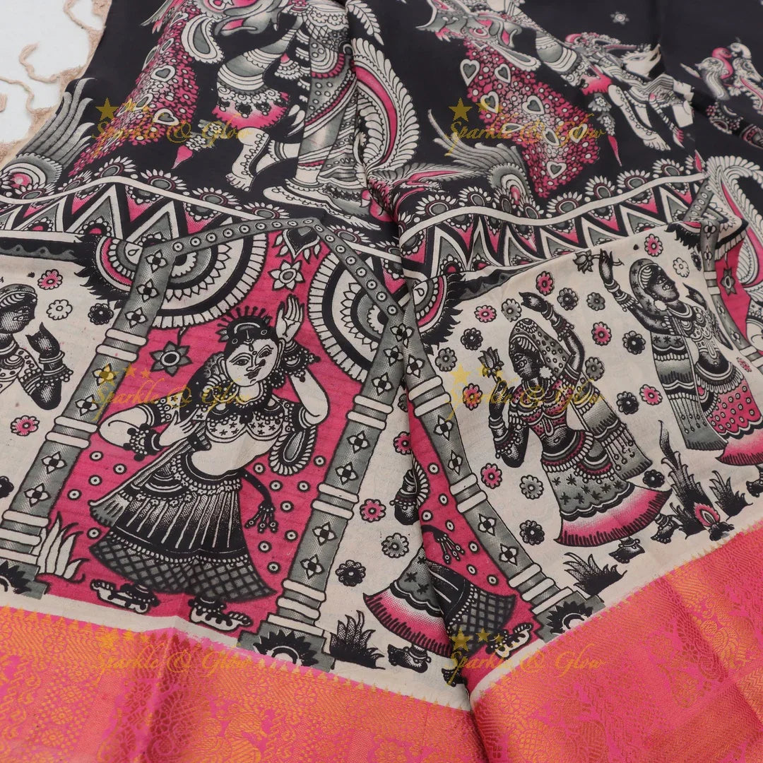 Elegant Kalamkari Saree & Blouse Set for Festive Occasions