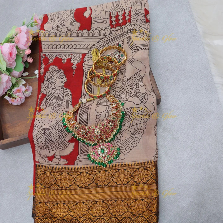Kalamkari Designer Saree Set - Elegant and Festive
