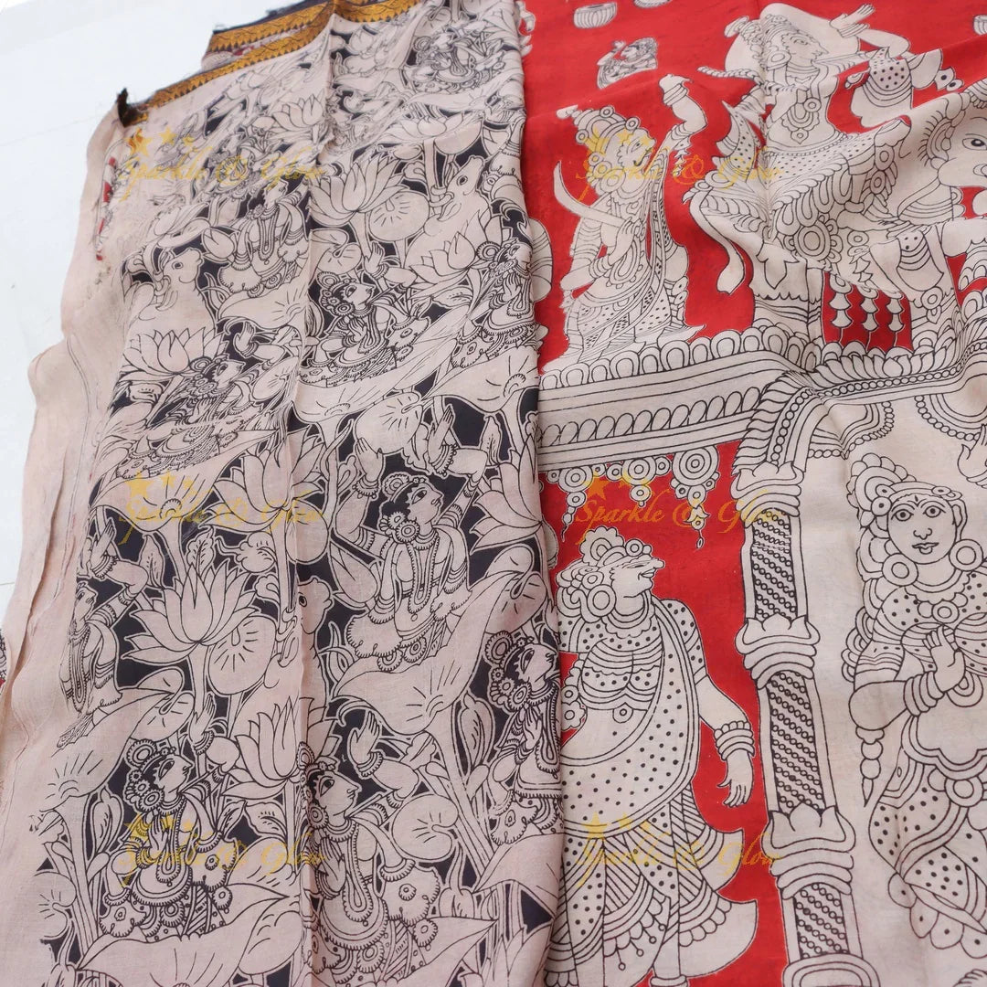 Kalamkari Designer Saree Set - Elegant and Festive