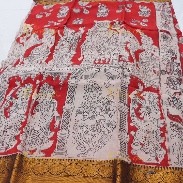 Kalamkari Designer Saree Set - Elegant and Festive