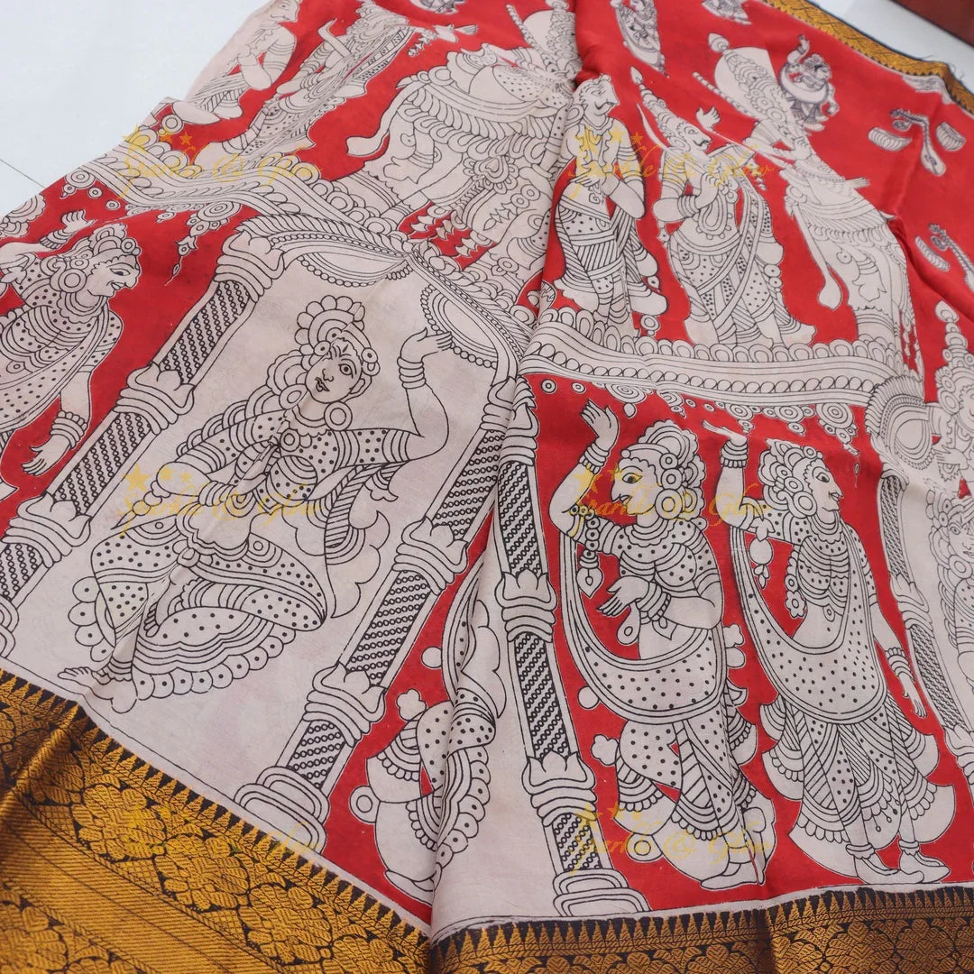Kalamkari Designer Saree Set - Elegant and Festive