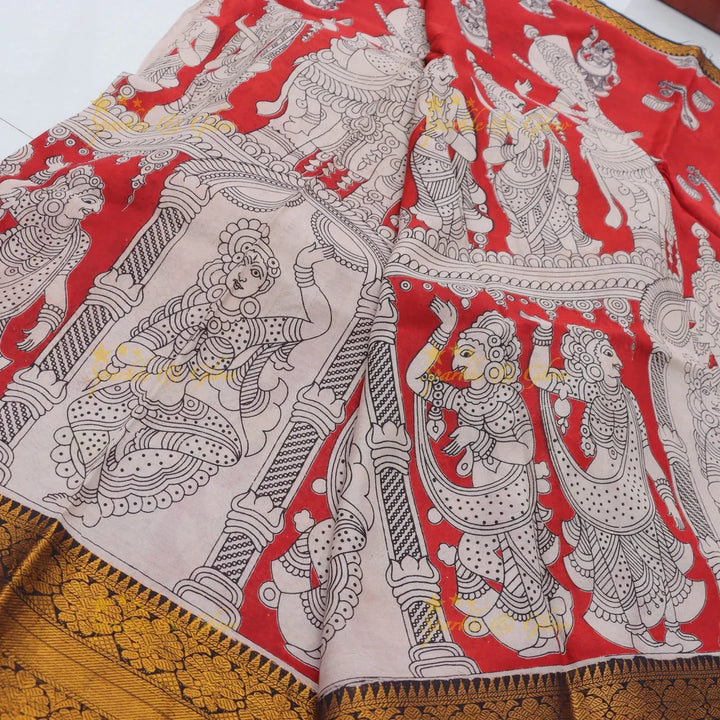 Kalamkari Designer Saree Set - Elegant and Festive