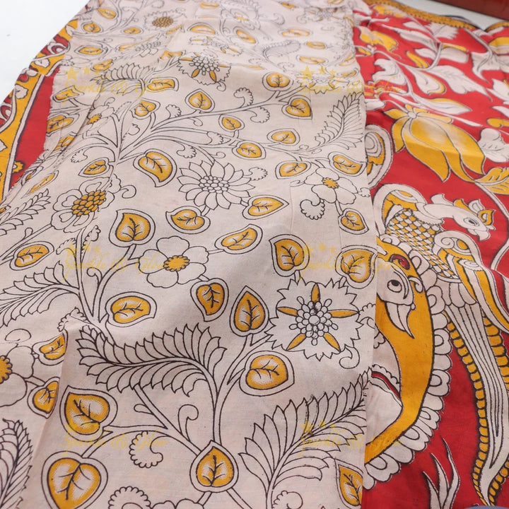Stunning Kalamkari Saree with Matching Jewellery Set