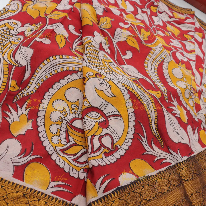 Stunning Kalamkari Saree with Matching Jewellery Set