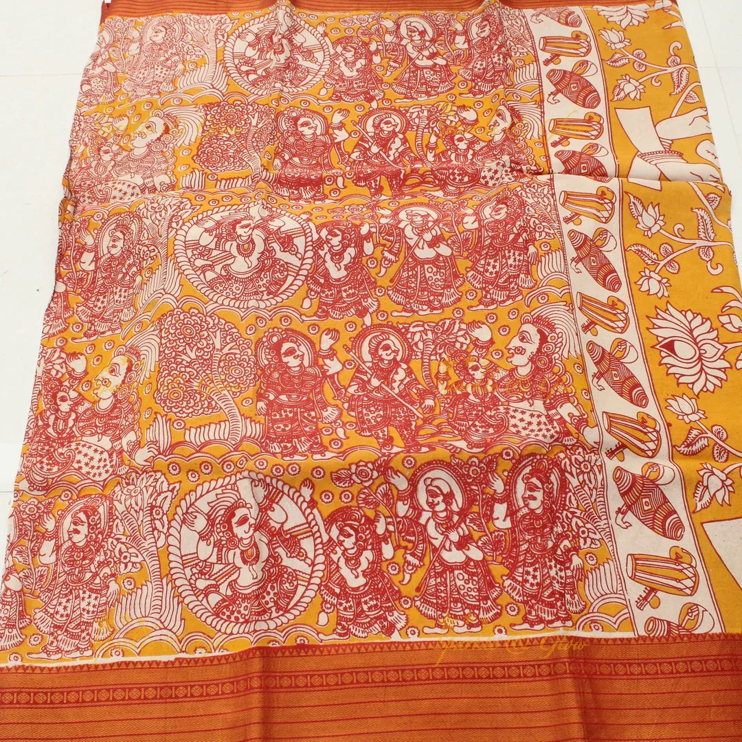 Elegant Festive Kalamkari Saree with Accessories