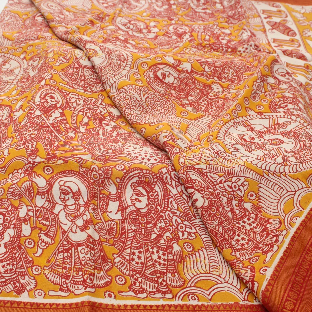 Elegant Festive Kalamkari Saree with Accessories