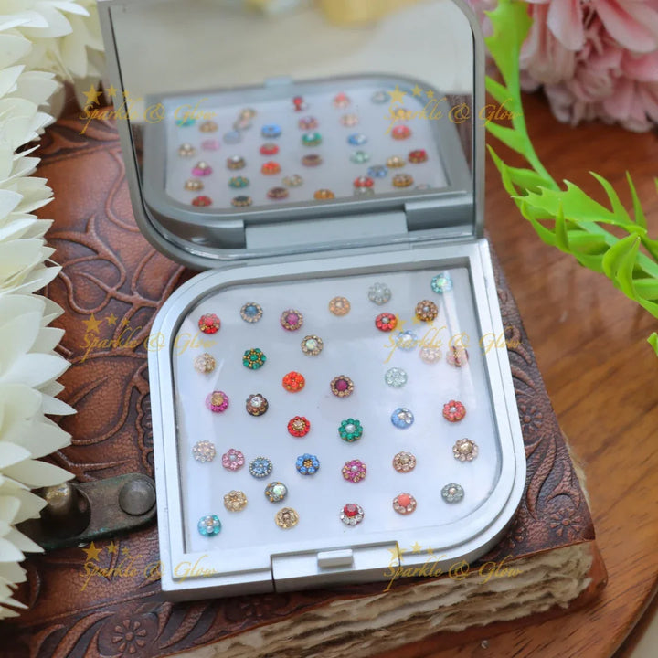 Exquisite Glitter Stone Bindi Box for Festive Glamour