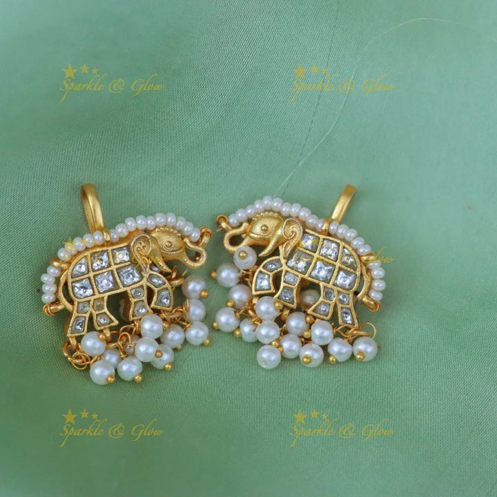Exquisite Kundan Elephant Earrings - Perfect Festive Style