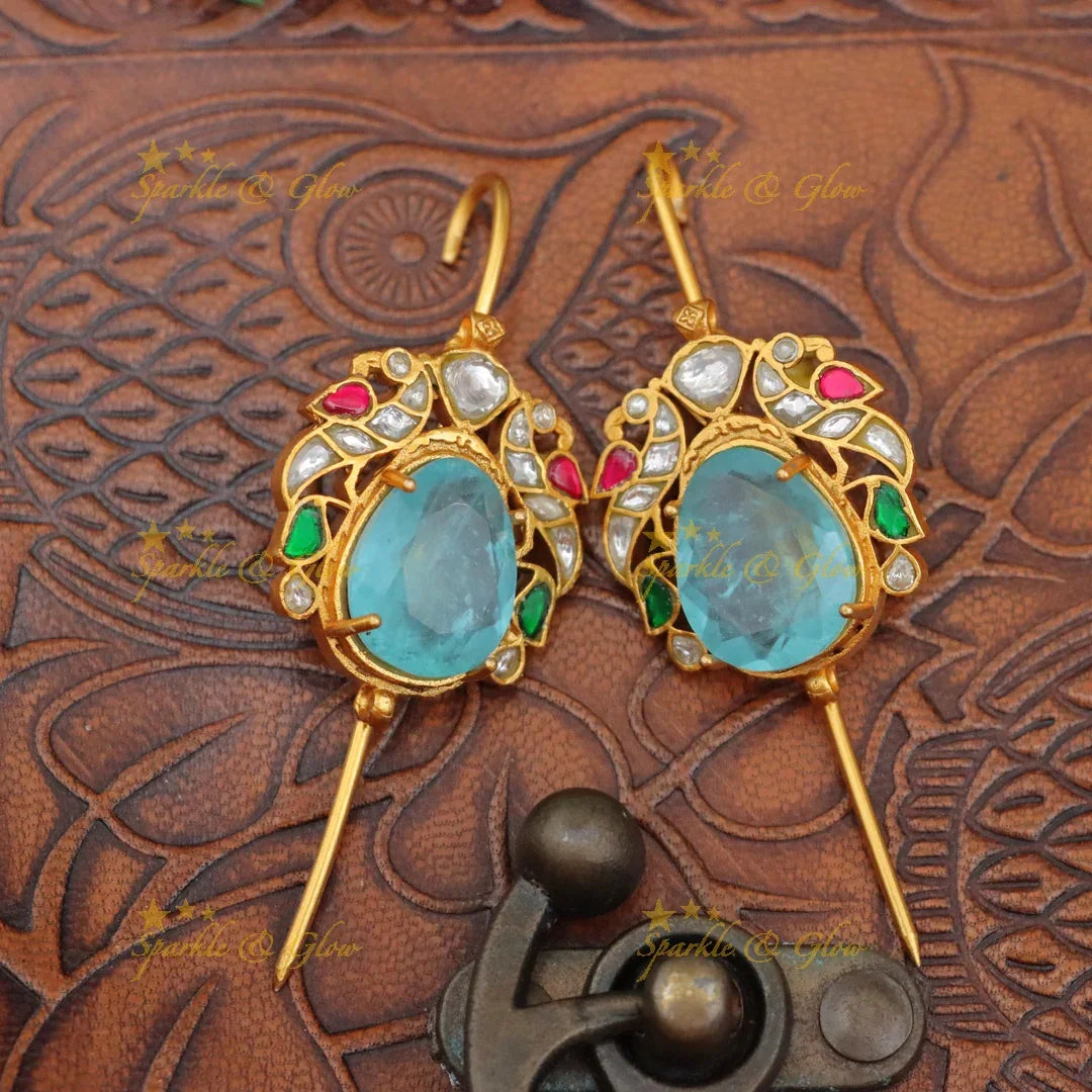 Exquisite Jadau Peacock Earcuff for Festive Glamour