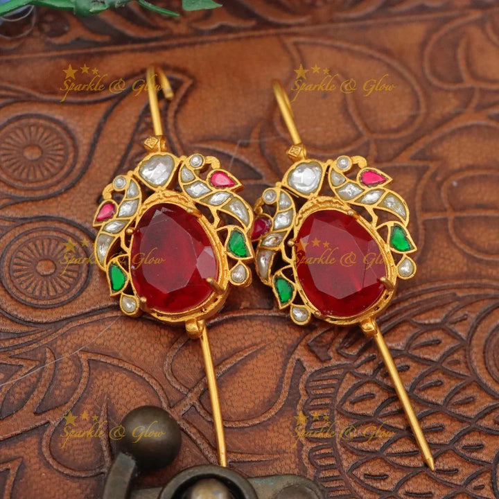 Exquisite Jadau Peacock Earcuff for Festive Glamour