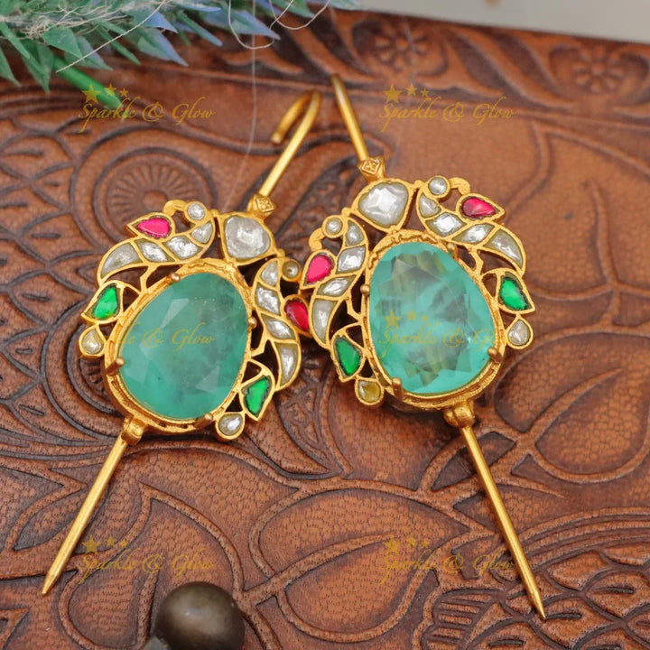 Exquisite Jadau Peacock Earcuff for Festive Glamour