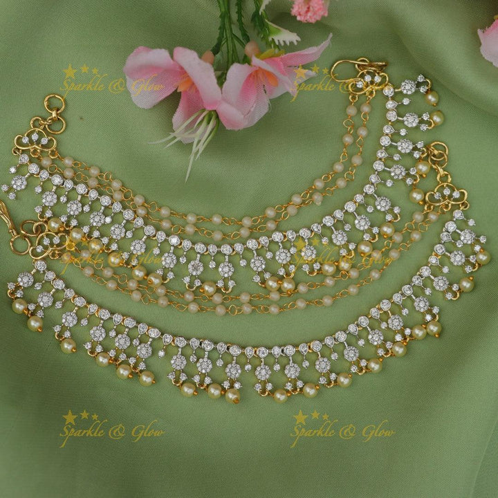 Enchanting Floral Earchain with American Diamonds