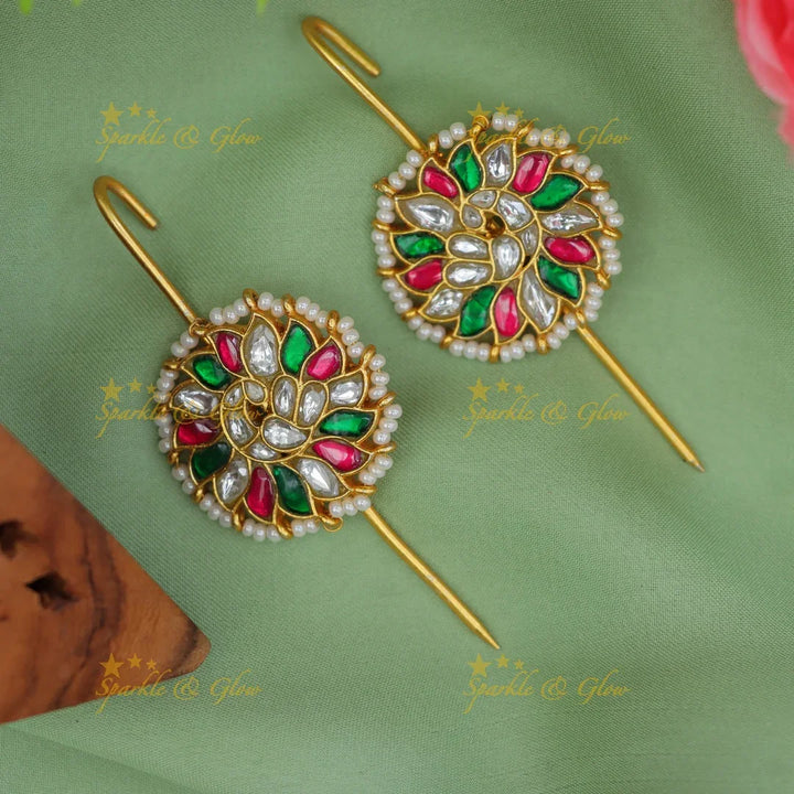 Stunning Jadau Peacock Kundan Earcuffs – Sparkle & Glow