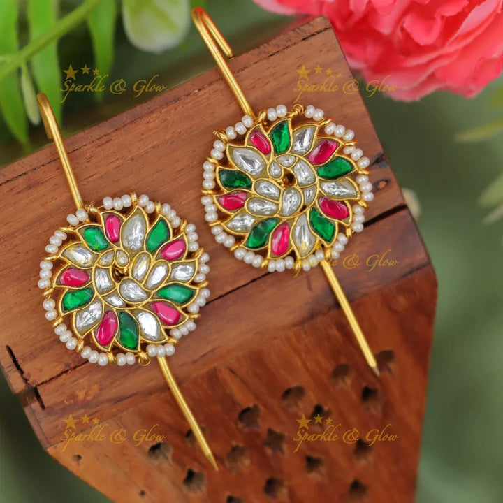 Stunning Jadau Peacock Kundan Earcuffs – Sparkle & Glow