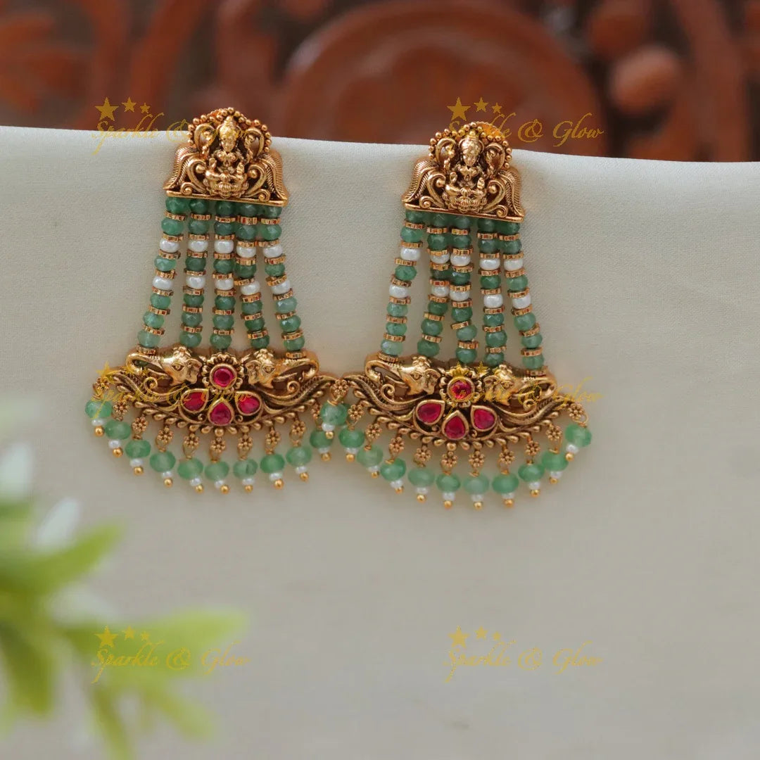 Mintgreen Beaded Earrings - Premium Festive Jewelry
