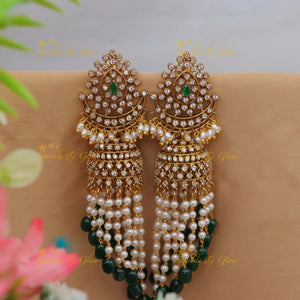 Grand Floral Jhumkas with American Diamonds