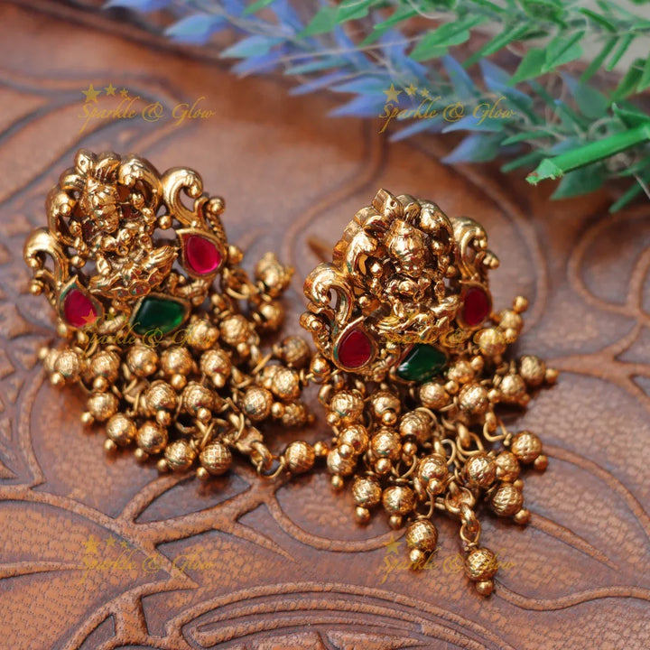 Exquisite Lakshmi Peacock Earrings for Festive Elegance
