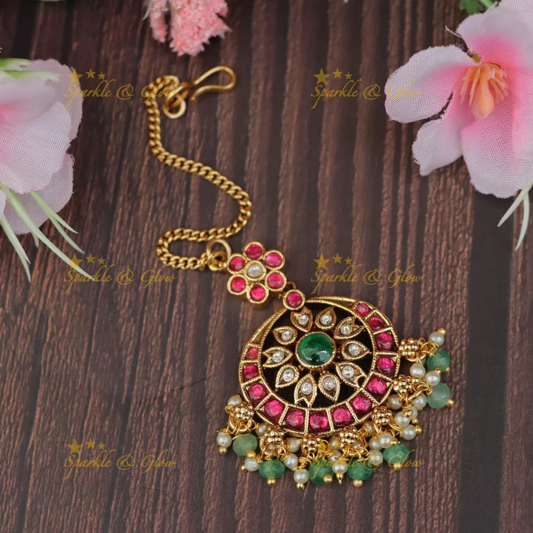 Kemp Gold Maang Tikka - Perfect for Festive Weddings
