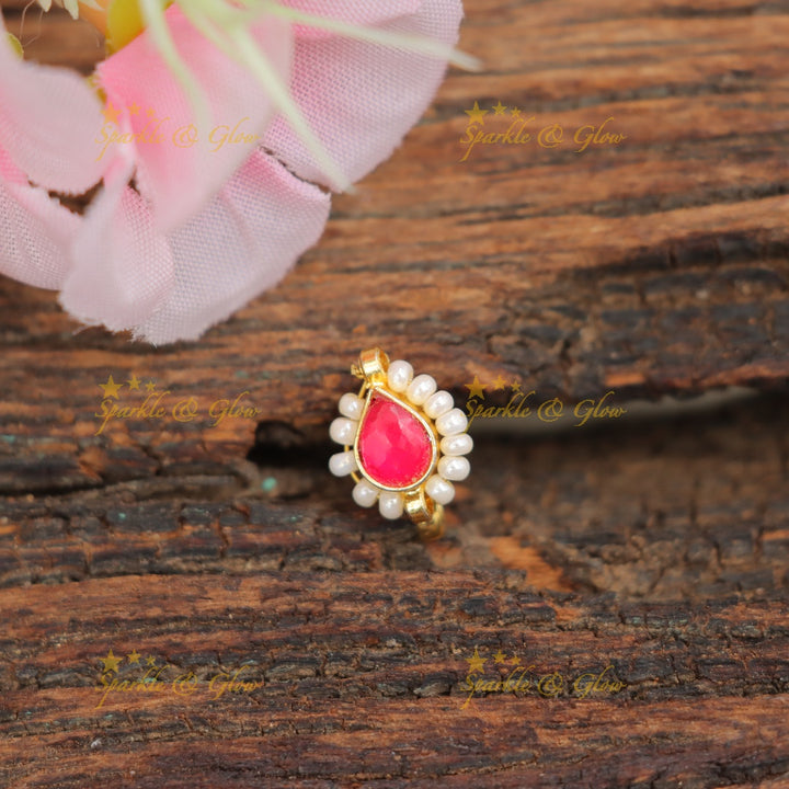 Elegant Green Stone Nosepin - Festive & Wedding Charm