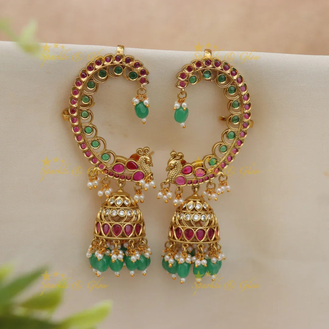 Elegant Gold-Plated Kemp Peacock Earrings - Sparkle & Glow