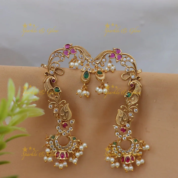 Exquisite Peacock Leaf Earcuff Earrings - Gold Finish