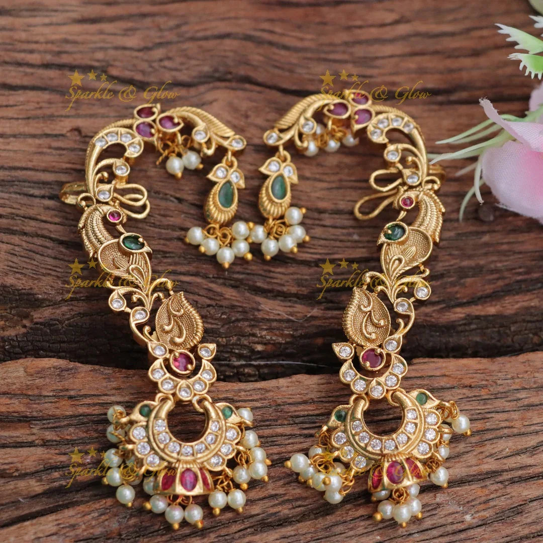 Exquisite Peacock Leaf Earcuff Earrings - Gold Finish