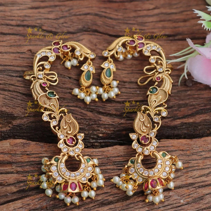 Exquisite Peacock Leaf Earcuff Earrings - Gold Finish