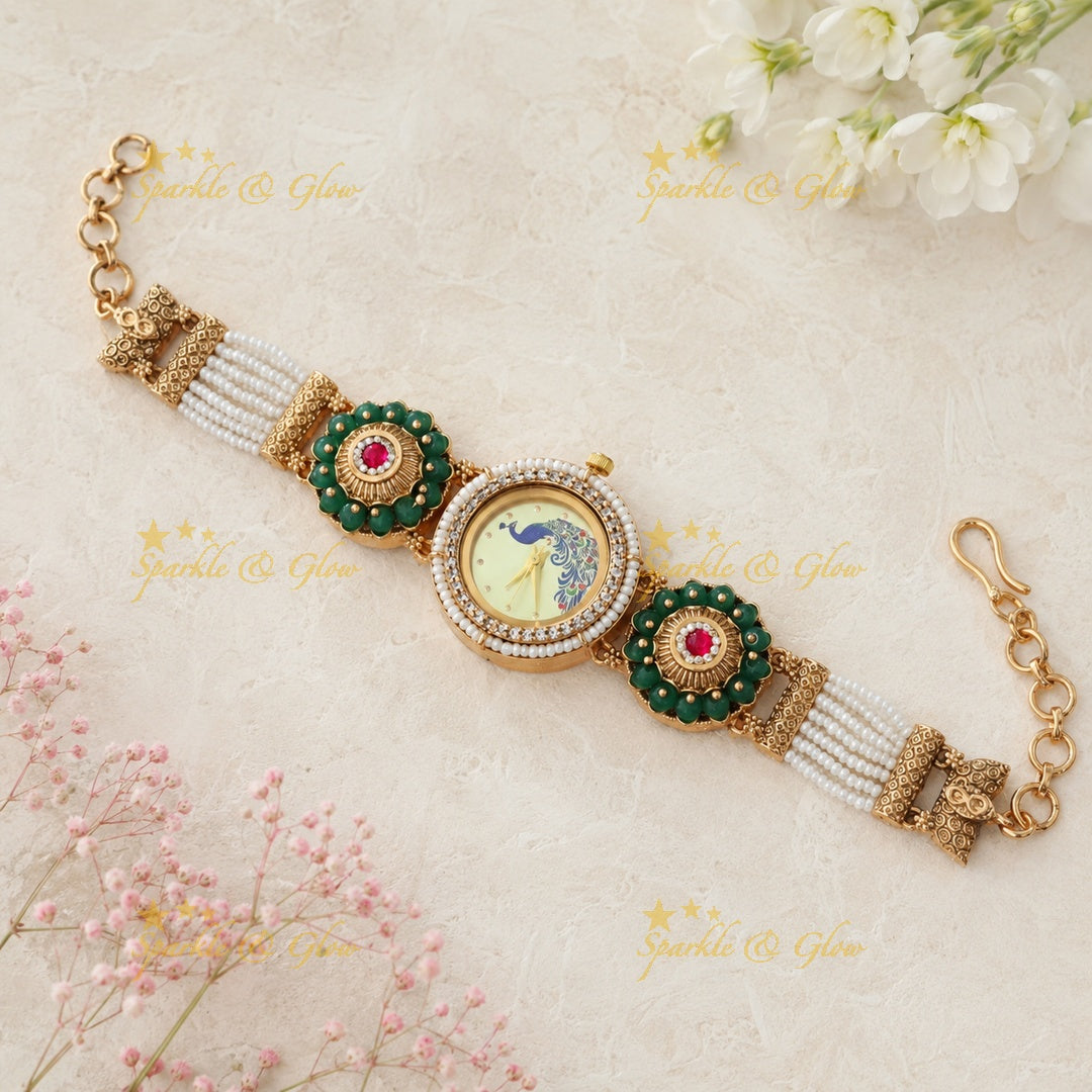 Heritage Peacock Gold Watch for Weddings