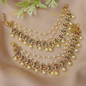 Stunning Leaf Earrings with AD Stones & Pearls