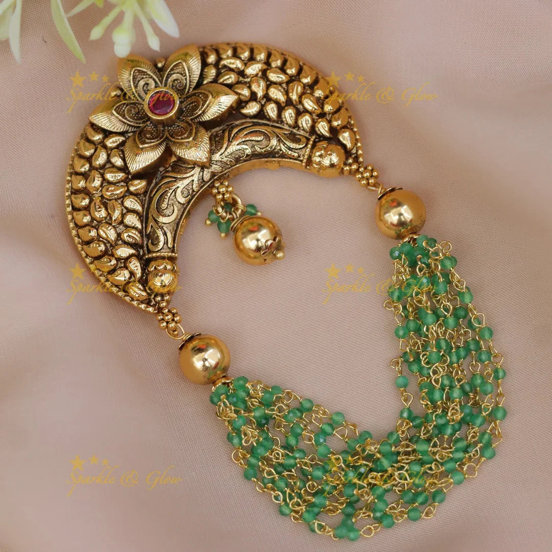 Mint Bead Floral Hairpin for Festive Elegance