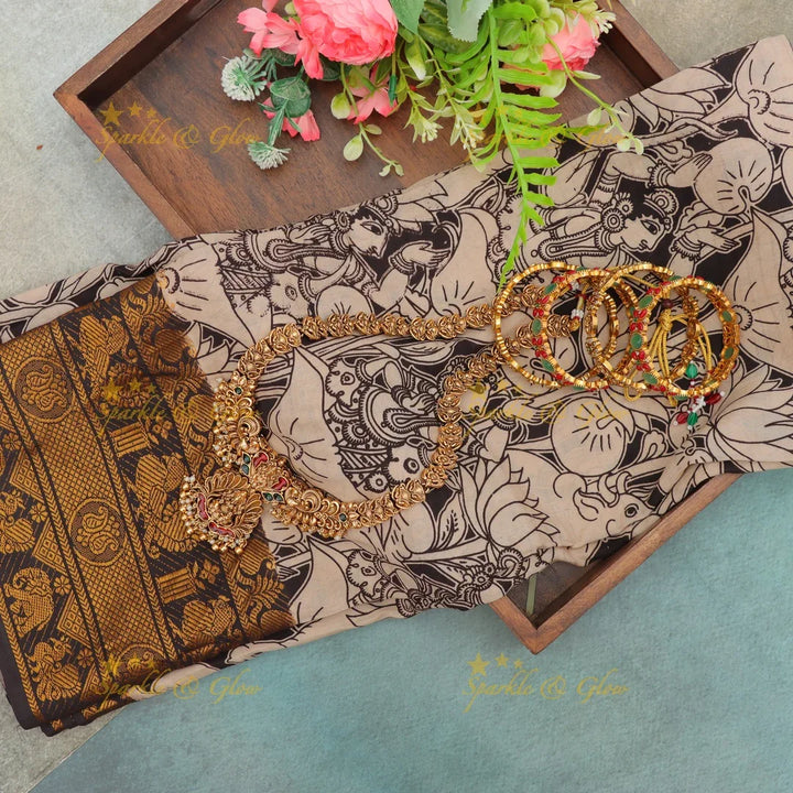 Exquisite Kalamkari Saree & Temple Jewellery Online