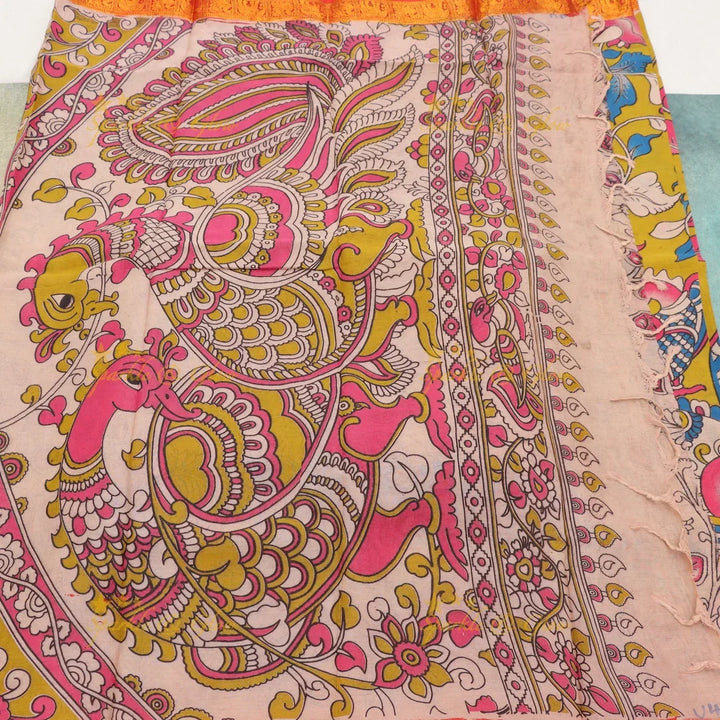 Exquisite Kalamkari Saree & Temple Jewellery Set